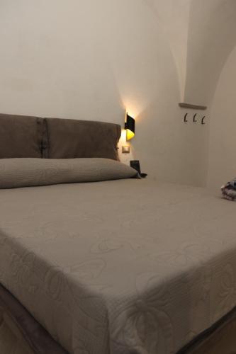 a bedroom with a bed with a white bedspread at Il Viandante Bed & Breakfast in Roseto Valfortore