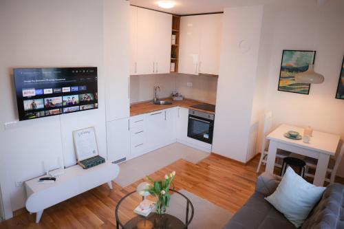 Η κουζίνα ή μικρή κουζίνα στο Apartman Mint&White Borik