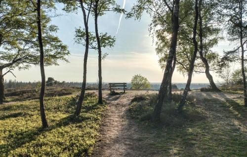 a bench in the middle of a field with trees at 2 Bedroom Amazing Home In Hellendoorn in Hellendoorn