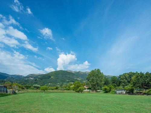a large grass field with mountains in the background at Holiday Home I Pioppi - CMA109 by Interhome in Camaiore
