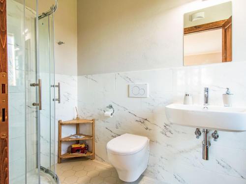 a bathroom with a toilet and a sink and a shower at Apartment Lavanda by Interhome in Spianate