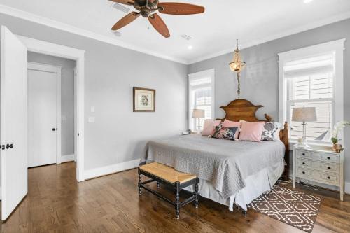 a bedroom with a bed and a ceiling fan at Narnia Grande Pointe Villa - Inlet Beach Pool & Clubhouse Access in Inlet Beach