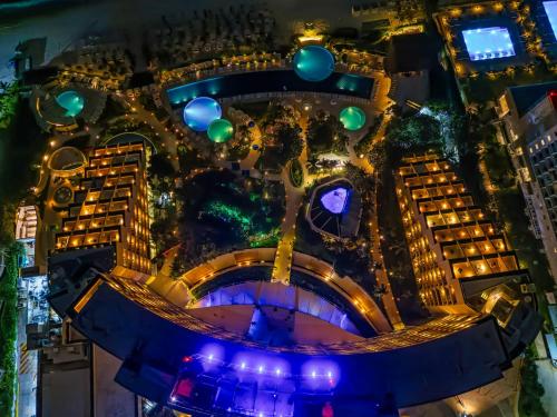 an aerial view of a city at night at Live Aqua Cancun - Adults Only - All-Inclusive in Cancún