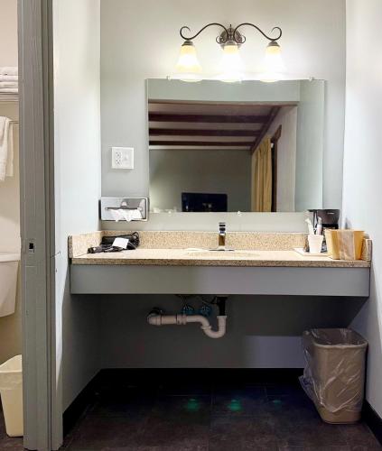 a bathroom with a sink and a mirror at Don Q Inn in Dodgeville