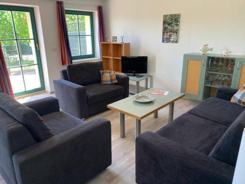 Χώρος καθιστικού στο Ferienhaus Eibe am Jabeler See 7c