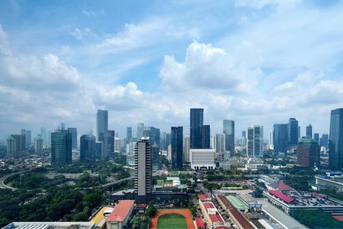 Nespecifikovaný výhled na destinaci Jakarta nebo výhled na město při pohledu z hotelu