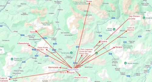 a map showing the route of the planned pipeline at Casa Sasso Bianco in Rocca Pietore