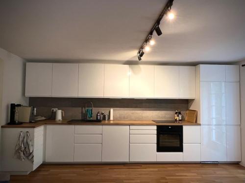 60m2 FeWO 2 Wohnung in der Villa Bergfrieden的厨房或小厨房