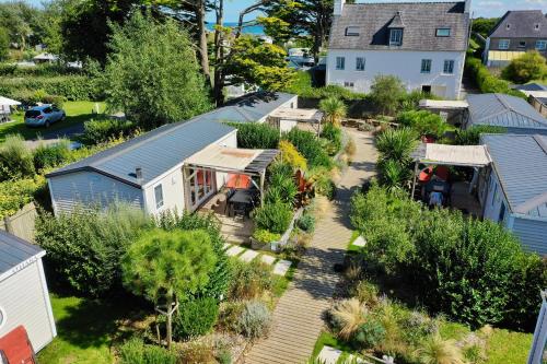 an aerial view of a garden with trees and bushes at Camping de la côte des légendes in Brignogan-Plages