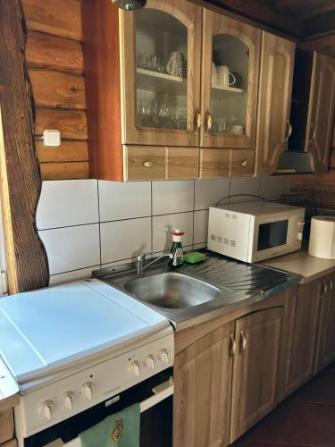 Kuchyň nebo kuchyňský kout v ubytování Homestead "Mataušinė"
