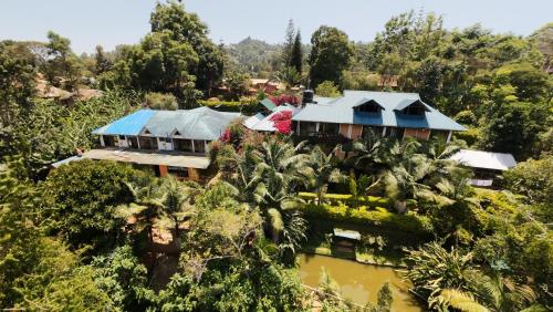 an aerial view of a house in the jungle at Kakakuona Resort in Lushoto