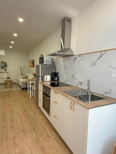 a kitchen with a sink and a counter top at Suites San Agustín 45 - Adults Only in Icod de los Vinos