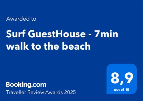 Sijil, anugerah, tanda atau dokumen lain yang dipamerkan di Surf GuestHouse - 7min walk to the beach