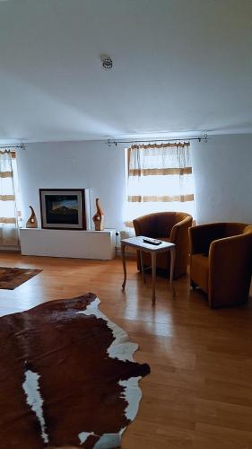 a living room with a couch and a table at TEXAS in Timişoara