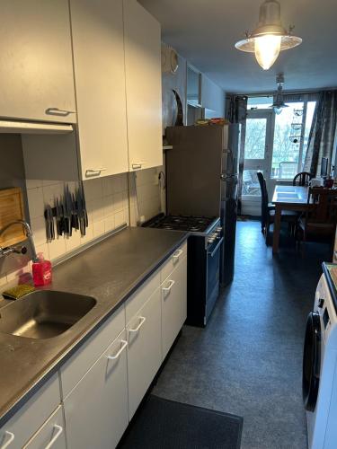a kitchen with a sink and a stove top oven at B&B Calypso Amsterdam Shared Apartment in Amsterdam