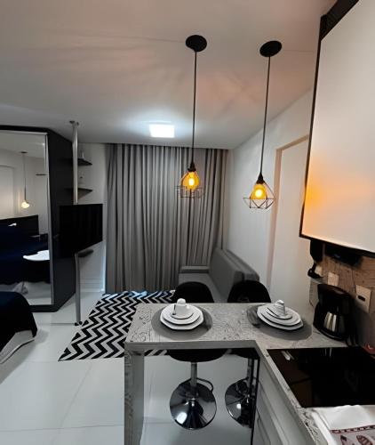 Ruang duduk di Apartamento no 9º Andar com Vista Privilegiada para o Mar