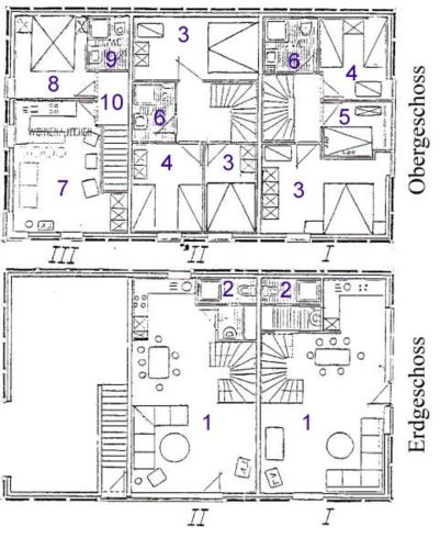 a plan of a building with numbers on it at "Uns Schün" Nr 2 in Fehmarn