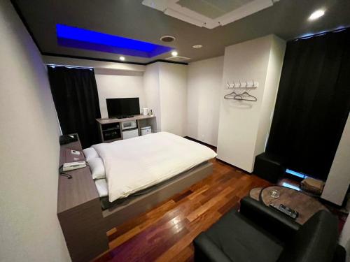 a small room with a bed and a television at grandir ｸﾞﾗﾝﾃﾞｨｰﾙ-Adult Only- in Yokohama