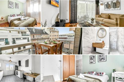 a collage of photos of a hotel room at Coloc Dormant - Hyper-centre, proche transports pour Genève. in Annemasse