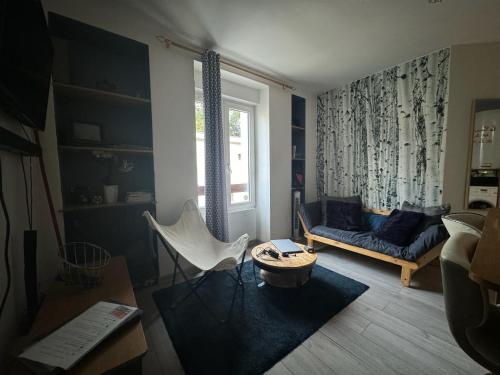 un salon avec un canapé et une chaise dans l'établissement M81 Marquer joli t2 proche de la gare, à Annemasse