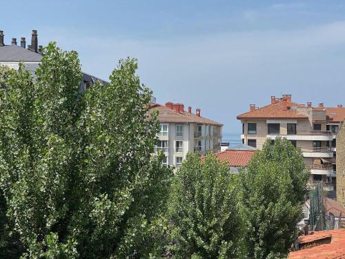 a group of trees in a city with buildings at EARRA - Casa Fabiola, centro y a 2 min de la playa in Zarautz