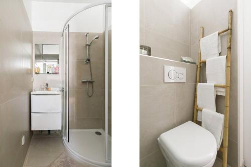 une salle de bain avec douche et toilettes dans l'établissement Petit bijou de la vieille ville, à Antibes