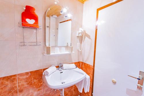 a bathroom with a sink and a mirror at Bergidyll 12 by Alpenidyll Apartments in Ramsau am Dachstein