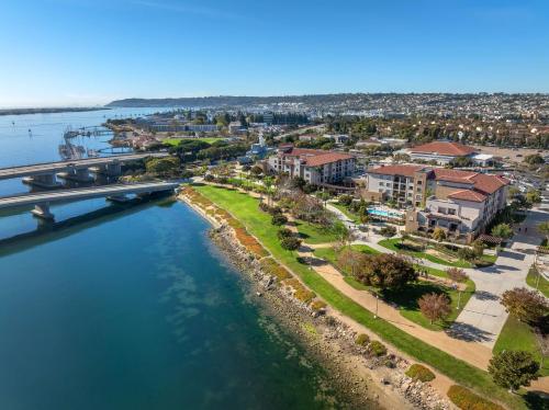 an aerial view of a city next to a river at Homewood Suites by Hilton San Diego Airport-Liberty Station in San Diego