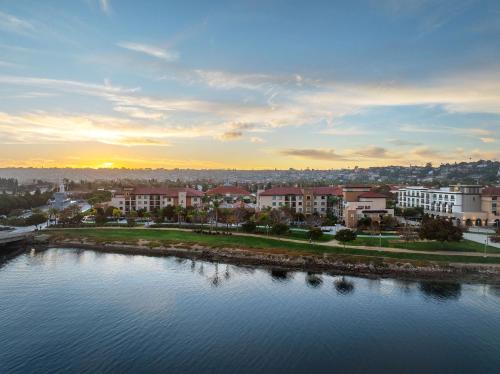 an aerial view of a city with a river at Homewood Suites by Hilton San Diego Airport-Liberty Station in San Diego