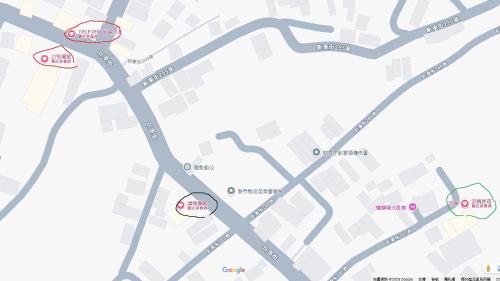 a map of the city of philadelphia with red spots at Guan Ma Homestay in Miaoli