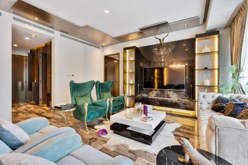 Posezení v ubytování High End Luxury Stay with Full Palm Jumeirah View