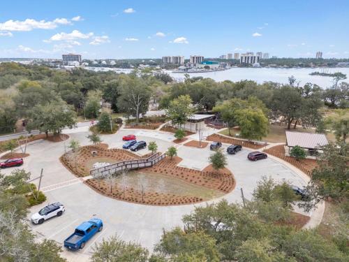 an aerial view of a parking lot with cars parked at Molokai Villas Riverside 7A in Perdido Key