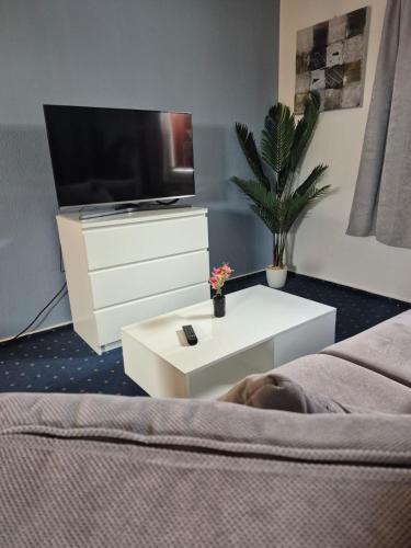 Televisyen dan/atau pusat hiburan di HANNIBAL - Studio-Apartment Gladiole 1, Parkplatz, Küche, HighSpeed WLAN