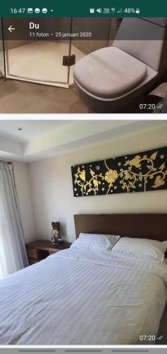 two pictures of a bedroom with a bed and a website at Condo for rent Kata Beach in Ban Kata