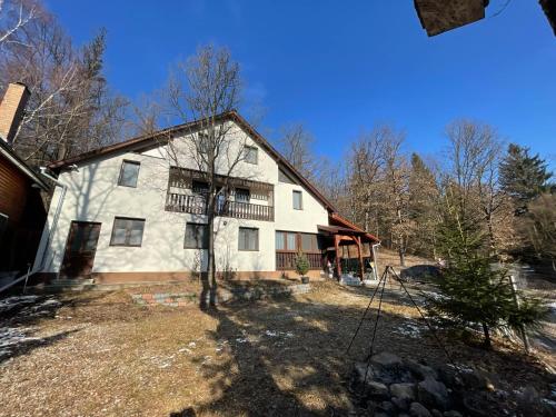 a large white house in the middle of a yard at Casa Sofia in Băile Homorod