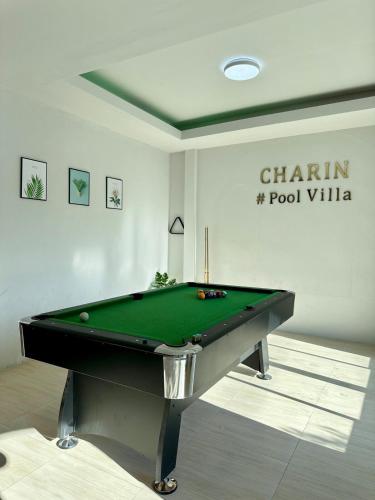a pool table in a room with a billiard at Charin pool Villa Bangsean home1 in Ban Thai Don (1)