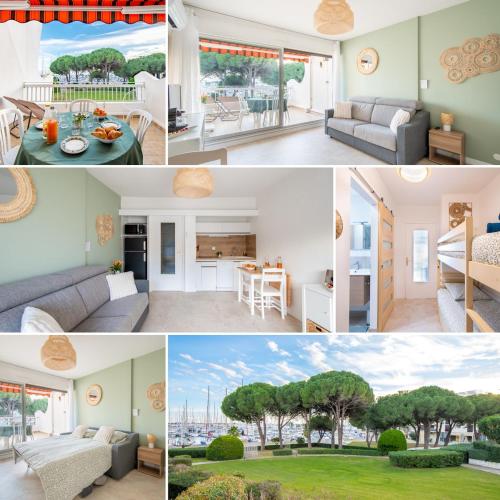 un collage de photos d'une maison dans l'établissement Le Cormoran Air-Climatisé-Parking-Vue Marina-Plage, au Grau-du-Roi