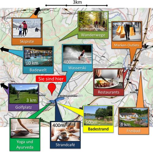 a map with different pictures of different attractions at Ferienhaus Zoe in Kirchheim