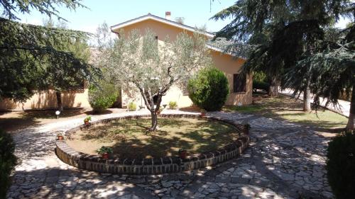 a garden with a tree in the middle of a yard at Agriturismo La Ripa in Montorio Romano