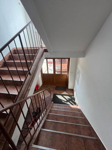 a view of a staircase in a house at Ubytování Sedmička in Dolní Rožínka