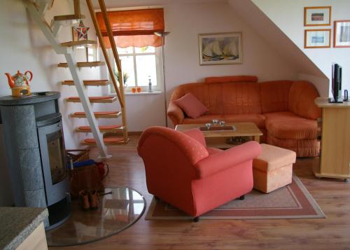 Χώρος καθιστικού στο Ferienwohnung Boddenblick