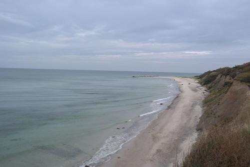 an aerial view of a beach with people on it at Ferienwohnung 1 Rosenberg 32 in Zingst