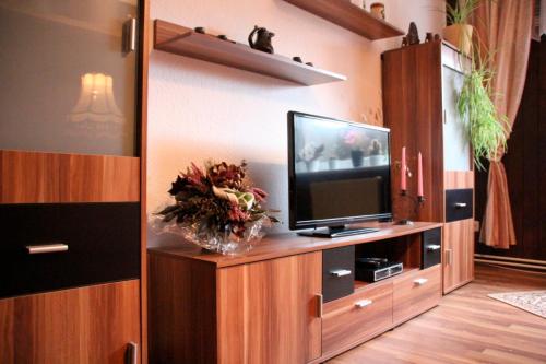 TV a/nebo společenská místnost v ubytování Ferienwohnung in Waren Müritz