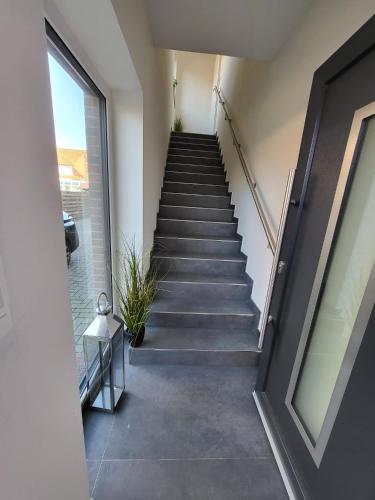a staircase in a house with a window at Wohnglück Bad Zwischenahn in Bad Zwischenahn