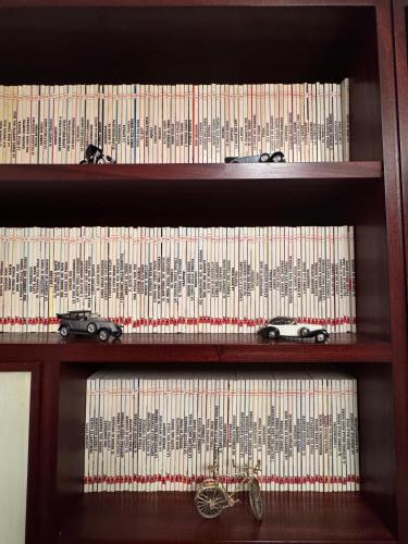 a shelf filled with lots of dvds at La Limonaia di Vanna in Impruneta