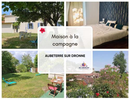 Maison 2 chambres- grand jardin-WIFI - au cœur du village AUBETERRE -visites- conciergerie J&N