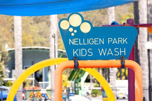 a sign for a children park kids wasatch at BIG4 Nelligen Holiday Park in Nelligen