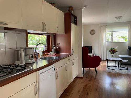 a kitchen with a sink and a counter top at Veluwe Vibes in Epe