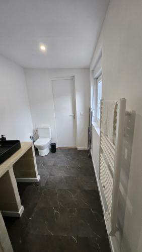 une salle de bain avec toilettes et lavabo dans l'établissement Maison La Valenciennoise, à Valenciennes