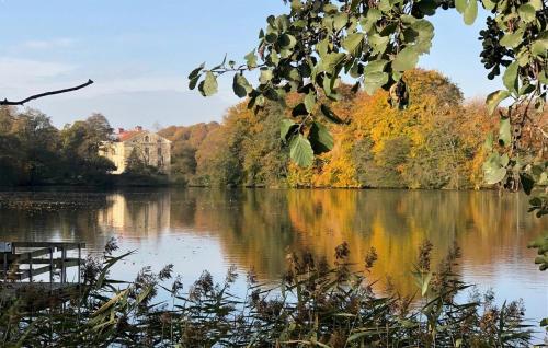 a view of a lake with a castle in the distance at Gorgeous Home In Gärsnäs With Wifi in Gärsnäs